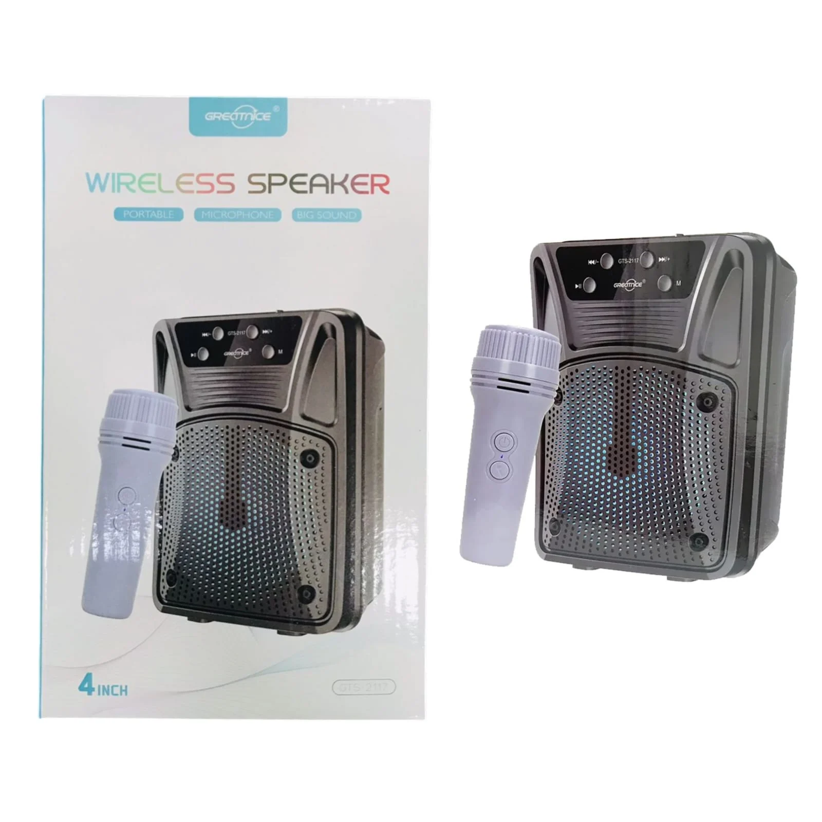 Greatnice GTS-2117 4-inch Portable Wireless Speaker with Microphone